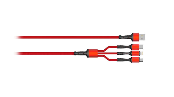 Connect 3 in 1 USB Data Cable Red - Image 3