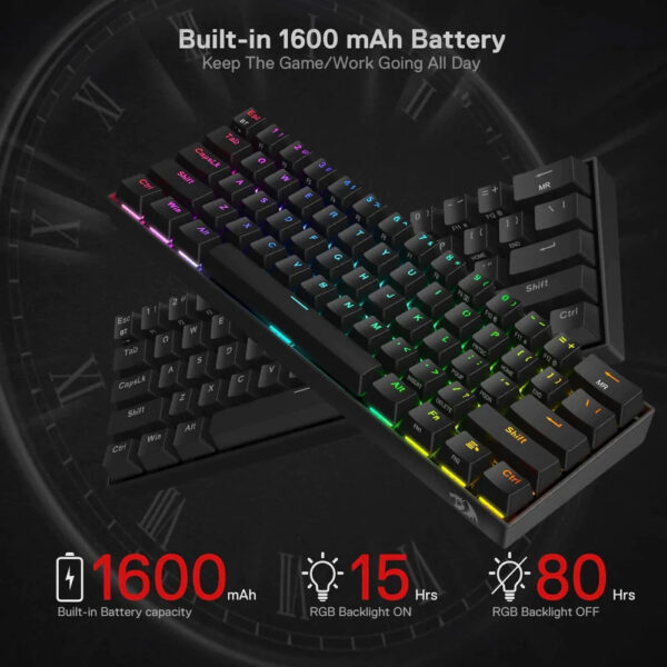 Draconic K530 PRO Mechanical Gaming Keyboard - BT, RGB, Brown switch, Black - Image 3