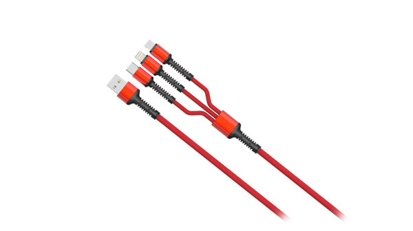 Connect 3 in 1 USB Data Cable Red - Image 2